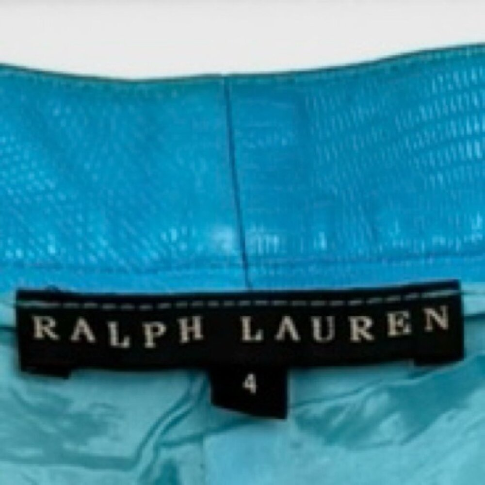 Ralph Laurent Black labell Vibrant Blue 100% Leather bootcut Pants 4 - Picture 12 of 15